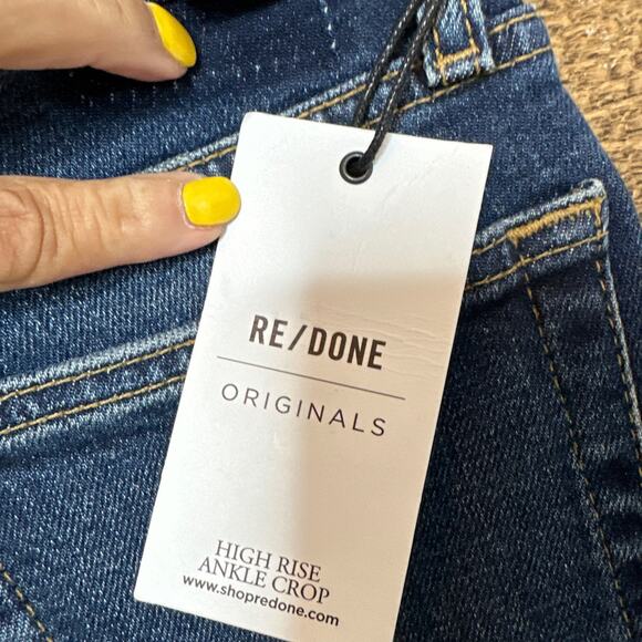 RE/DONE 70's High Rise Ankle Crop Jeans in Midnight Blue Size 26 NWT - Picture 6 of 12